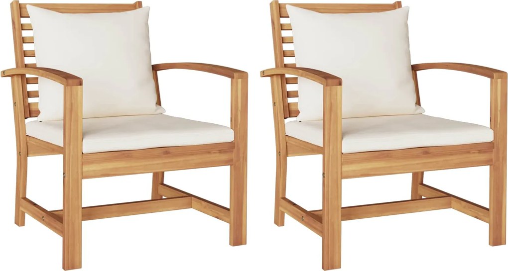 vidaXL Scaun 2 Bucată Maro și Crem 65 x 60 x 76,5 cm Lemn solid de tec