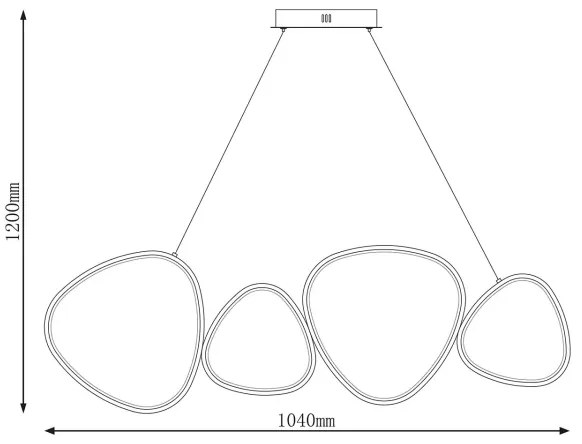Candelabru suspendat cu cablu LED PETRA, 48W, 230V, 4000K, negru