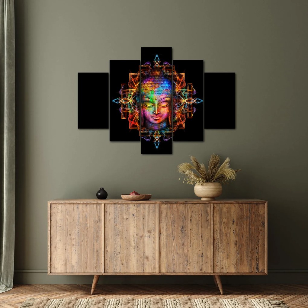 Tablou - Bustul lui Buddha în culori neon (150x105 cm)