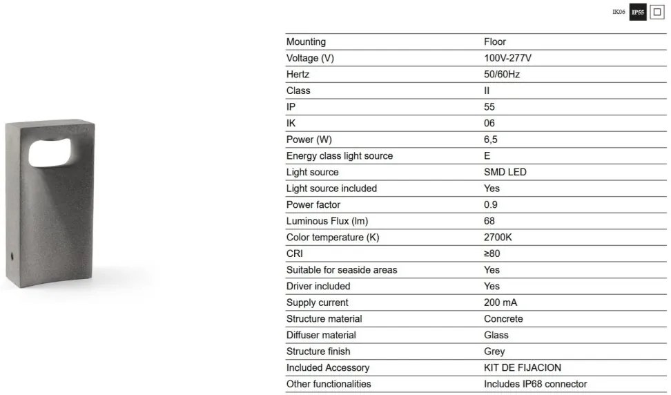 Stalp LED iluminat exterior IP55 GLINT 2700K H-40cm gri