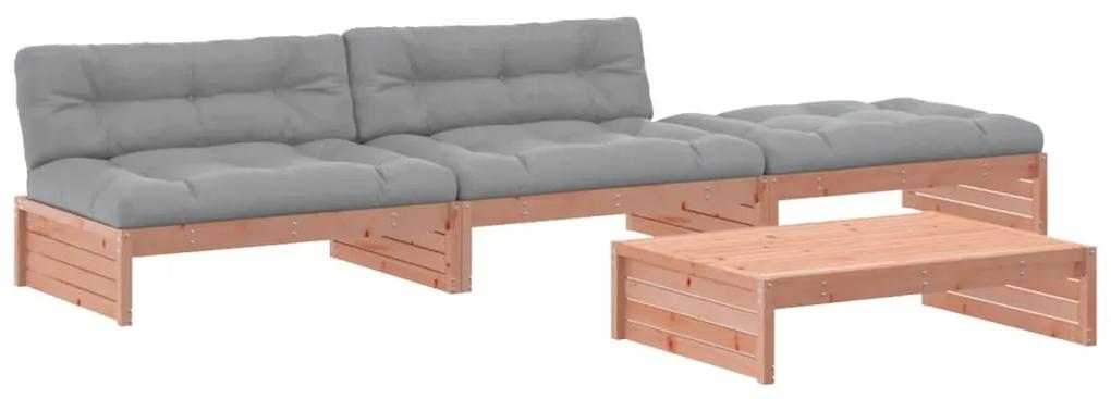 3186142 vidaXL Set mobilier de grădină cu perne, 4 piese, lemn masiv douglas