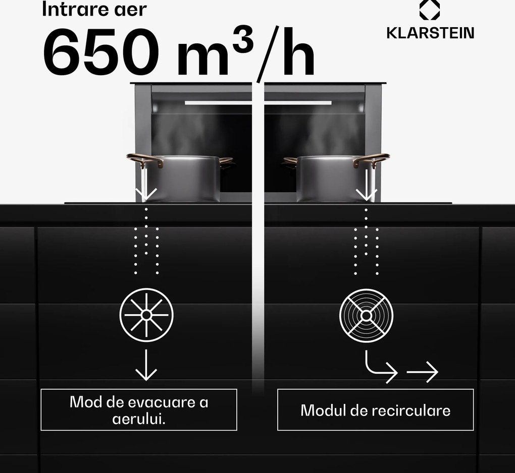 Klarstein Royal Flush Eco Slim 60, hotă, 60 cm, 650 m³/h, EEK A