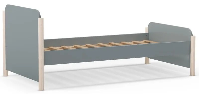 Pat pentru copii verde prăfuit din lemn de pin cu somieră 90x190 cm Enola – Marckeric