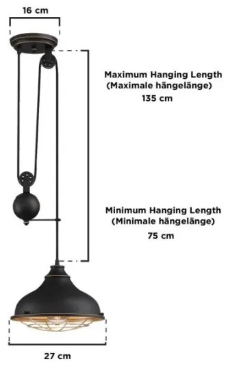 Lustră pe cablu Westinghouse 61249 CHAVES 1xE27/60W/230V