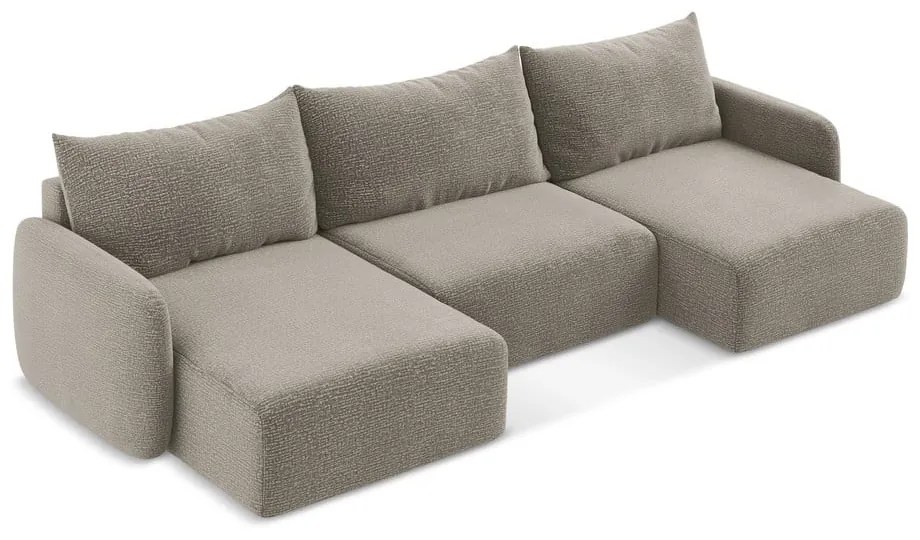 Colțar bej extensibil/cu spațiu de depozitare Kalena – Makamii