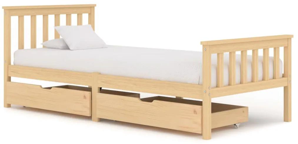 3060336 vidaXL Cadru de pat cu 2 sertare, 90 x 200 cm, lemn masiv de pin