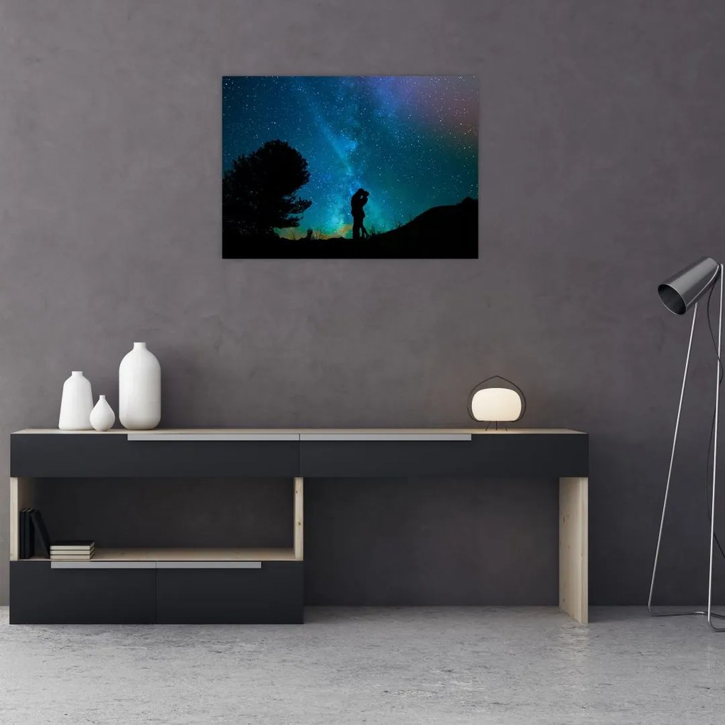 Tablou pe sticlă - Întâlnire sub stele (70x50 cm)