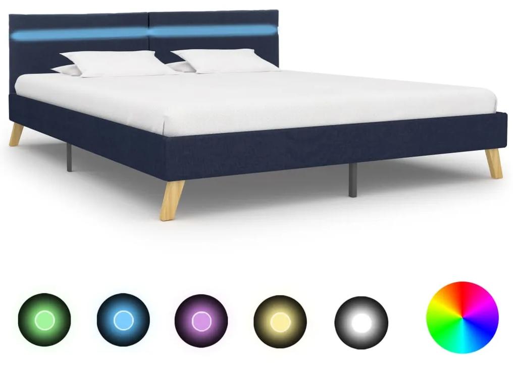 284857 vidaXL Cadru de pat cu LED-uri, albastru, 180x200 cm, material textil