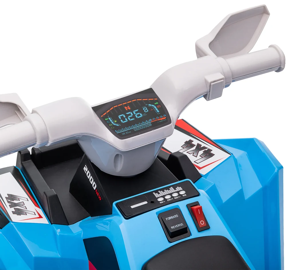 HOMCOM ATV pentru Copii 18-36 Luni din PP și Metal cu Roți Rezistente, Viteză Max 2.5 km/h, Design Atractiv, Albastru Gri și Negru | Aosom Romania