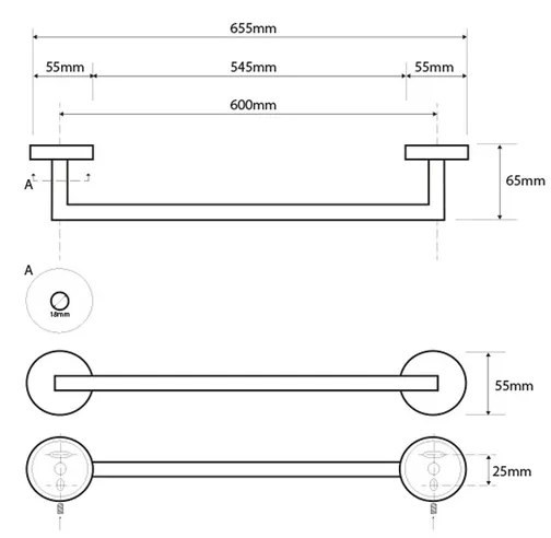 SAPHO XS402 X-Steel suport pentru prosoape 65,5 cm, oțel inoxidabil periat