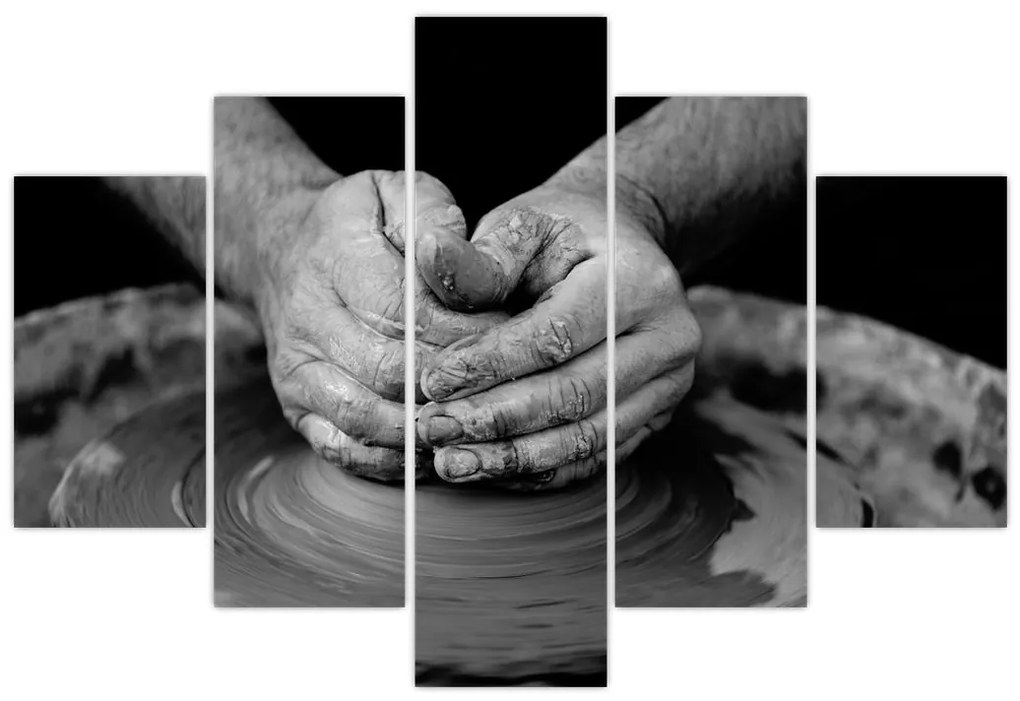 Tablou alb negru - producția de ceramică (150x105 cm)