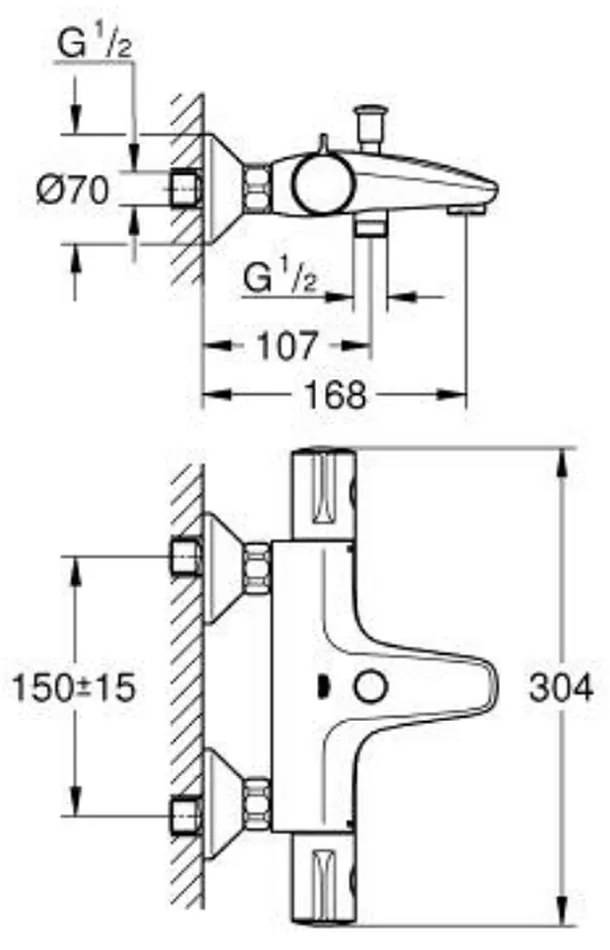 Baterie cada termostatata crom Grohe Grohtherm 800