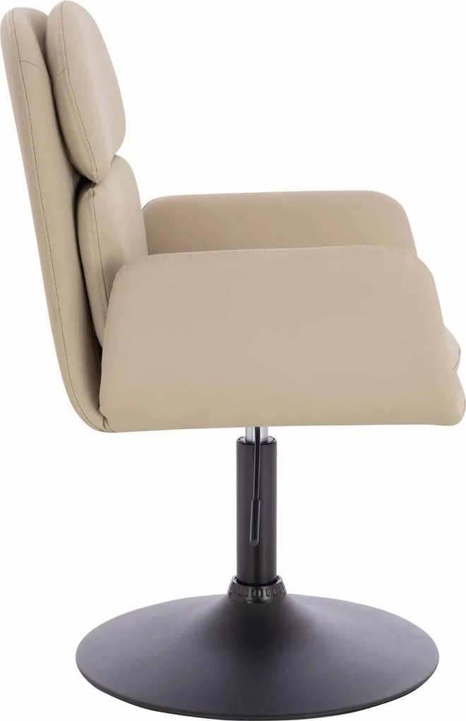 HR480N Scaun Crem Piele Ecologica Premium Soft cu Bază Neagră