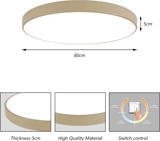 Plafonieră LED Brilagi POOL, 100 W, 230 V, 3000/4000/6000 K, Ø 80 cm, bej