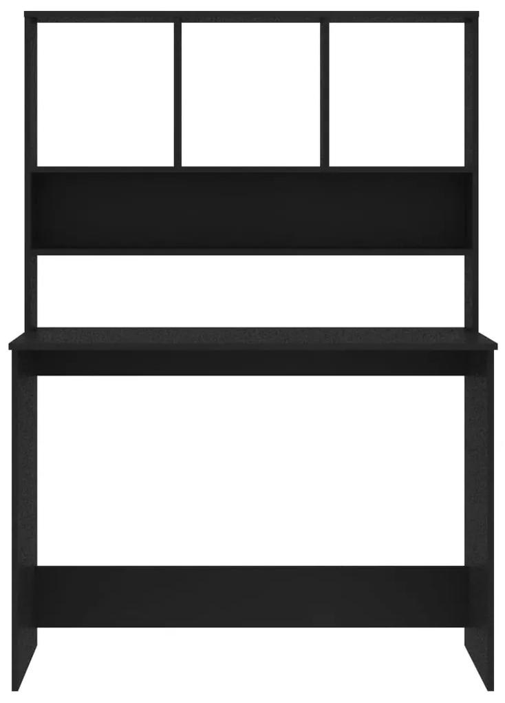 Birou cu rafturi, negru, 110x45x157 cm, PAL Negru