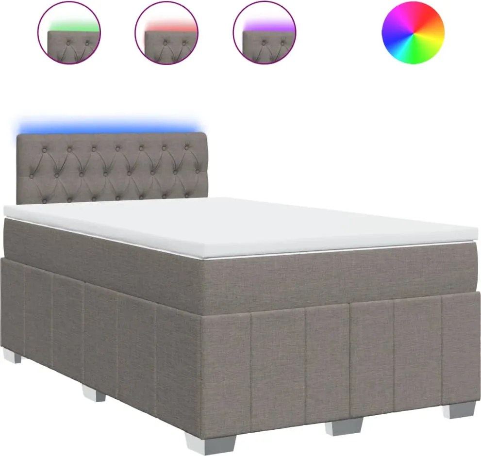 vidaXL Pat box spring cu saltea, taupe, 120x190 cm material textil