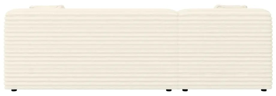 Colțar crem cu tapițerie din catifea reiată (cu colț pe partea stângă, cu șezlong) Martin – Ropez