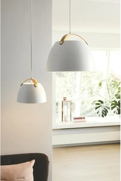 Halo Design 734870 - Pendul cu cablu OSLO 1xE27/40W/230V Ø 40 cm alb/stejar
