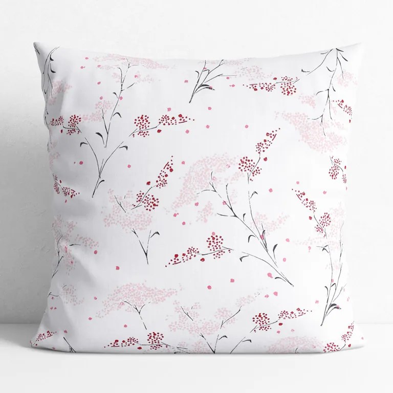 Goldea față de pernă din bumbac - flori japoneze pe alb 50 x 60 cm