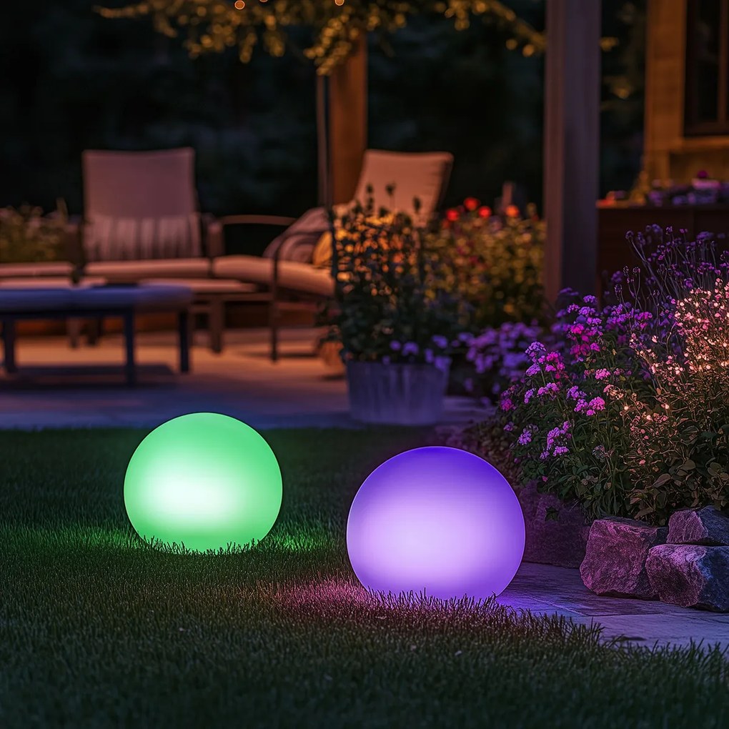 Lampă de exterior albă 30 cm cu LED integrat IP44 solar RGBW - Ludger