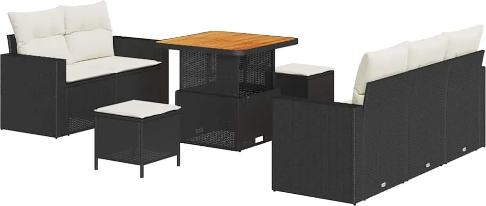 vidaXL Set de canapele pentru grădină 8 pcs Negru și Crem poliratan