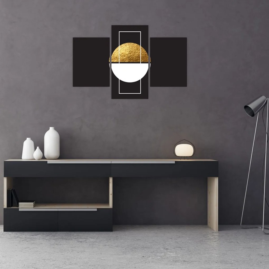 Tablou - Abstracție de aur și negru N⁰1 (90x60 cm)