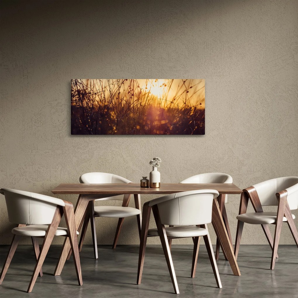 Tablou - Câmp la apus de soare (120x50 cm)