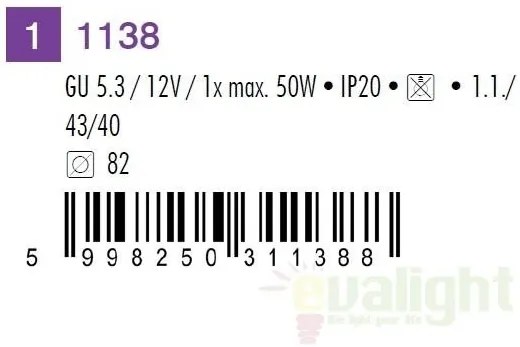 Spot incastrabil, diam.8,2cm, Spot fashion 1138 RX