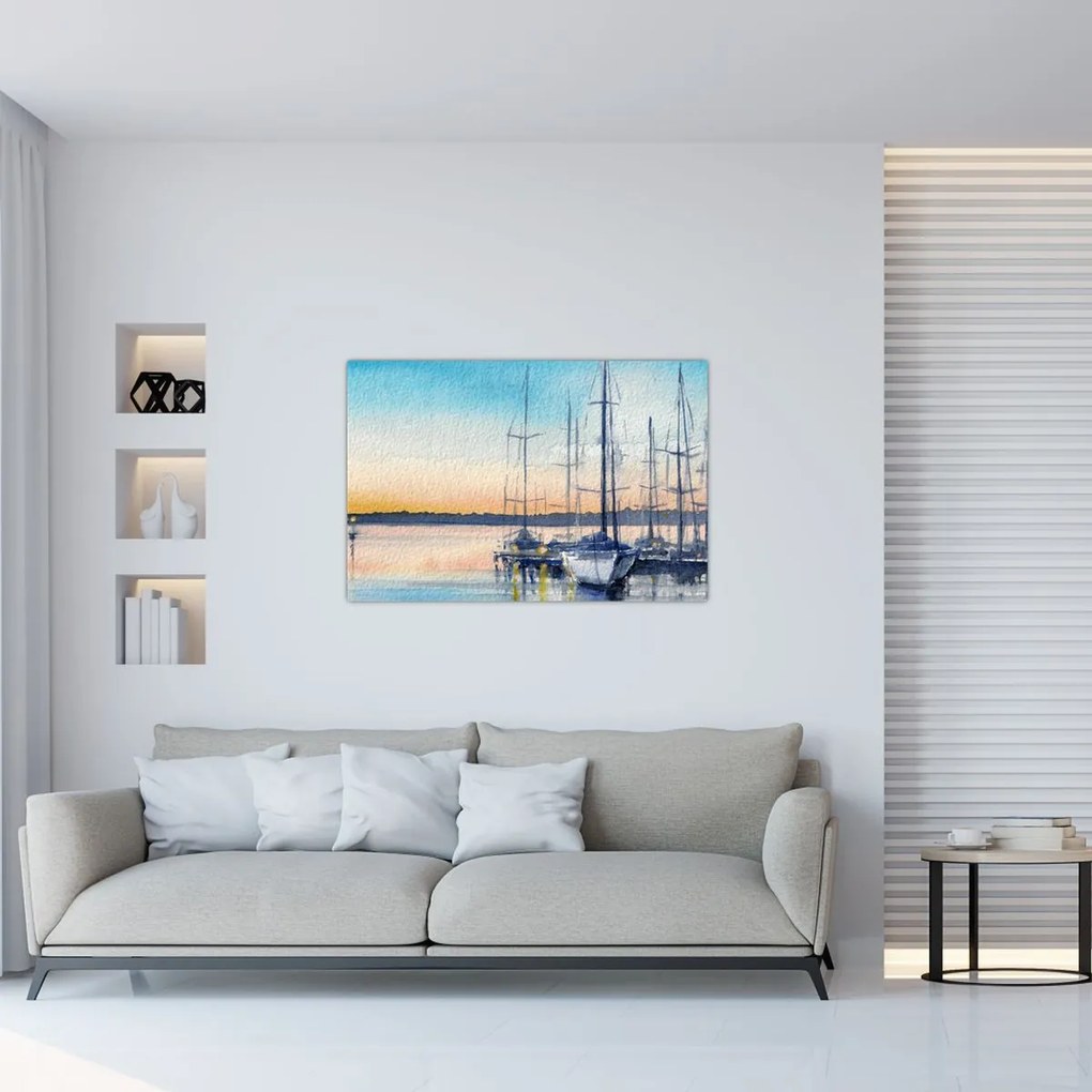 Tablou - Plimbare cu barca, aquarel (90x60 cm)