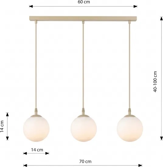 Candelabru pe cablu COSMO 3xE14/10W/230V bej/alb
