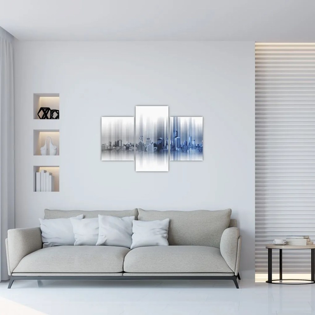 Tablou - Panorama orașului, albastru-gri (90x60 cm)