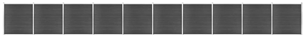 vidaXL Set de panouri de gard, negru, 1737x186 cm, WPC
