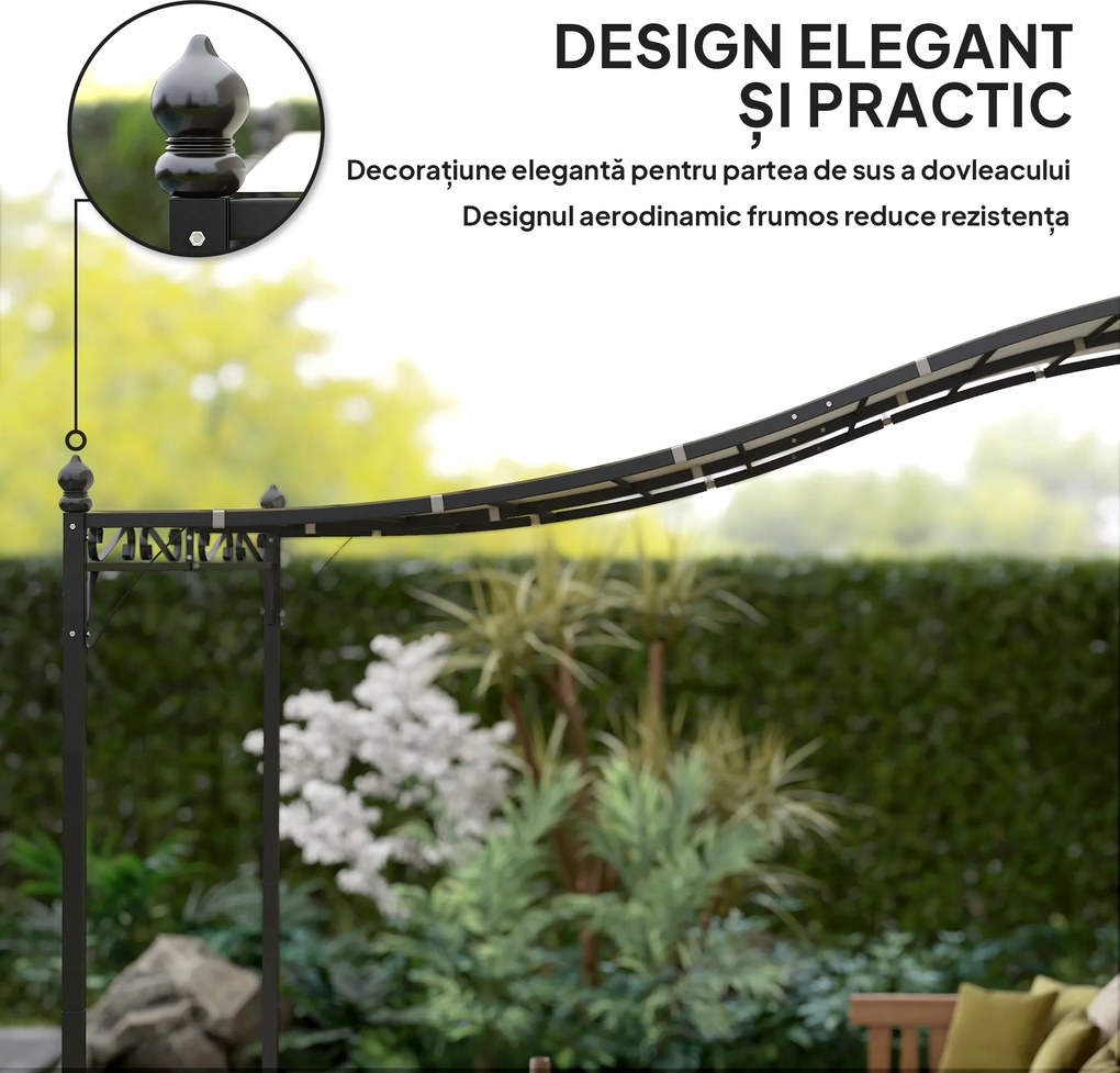 Outsunny Pergolă de Grădină cu Copertină Rezistentă la Apă, Cadru Metalic și Orificii de Drenaj, 248x298x200/250 cm, Alb | Aosom Romania