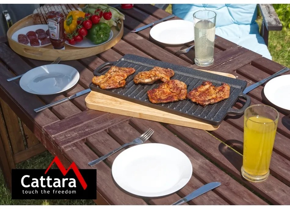 Placă de grătar cu mânere Cattara 13064 Fontă, 50x 23 cm