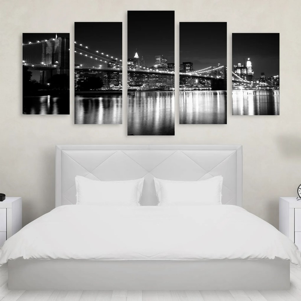 Tablou Multicanvas 5 Piese Brooklyn Bridge 250x120 cm