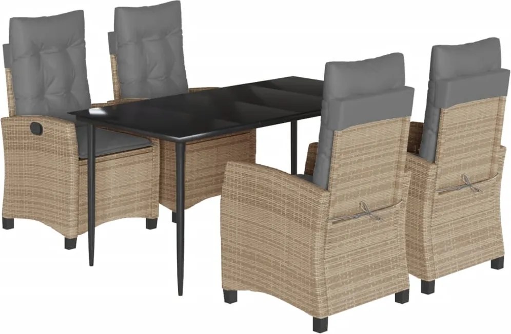 vidaXL Set mobilier pentru grădină, 5 piese, cu perne, bej, poliratan