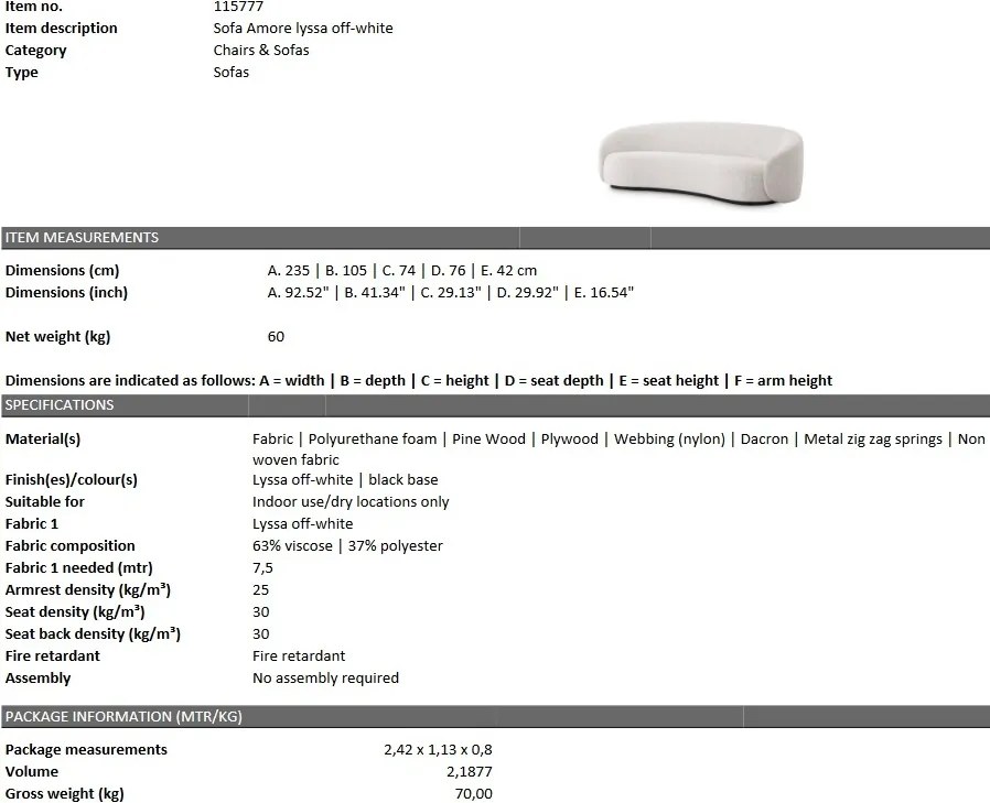 Canapea design elegant LUX Amore, lyssa off-white 115777 HZ