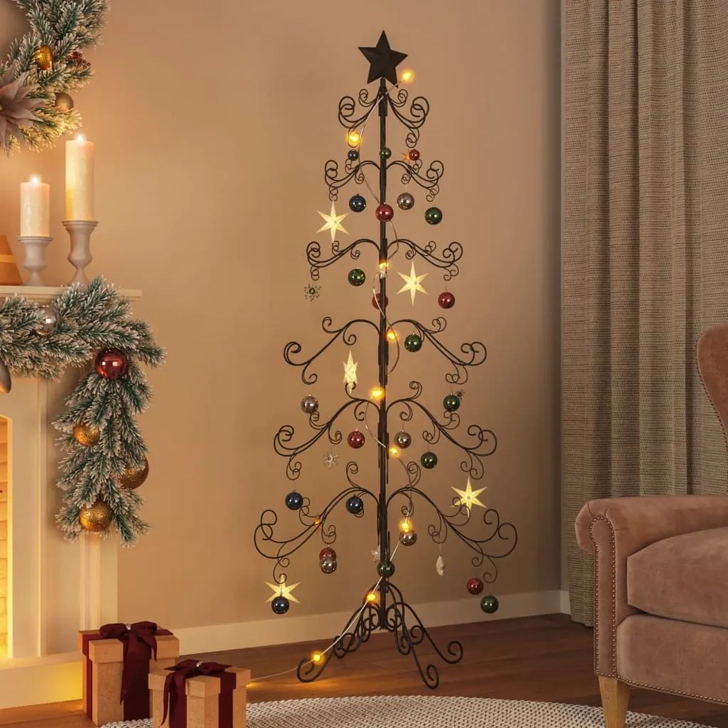 Brad de Craciun din metal pentru decor, negru, 180 cm