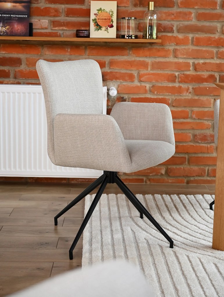 MAZZONI EXPORT SARETTA Bej (material Basel 24) - SCAUN MODERN PIVOTANT TAPIȚAT PENTRU SALON/SUFRAGERIE/BIROU LOFT