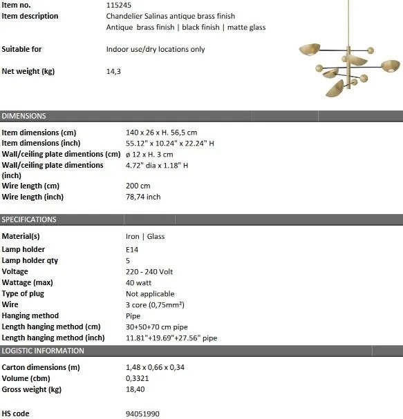 Lustra suspendata design LUX Salinas, alama antica 115245 HZ