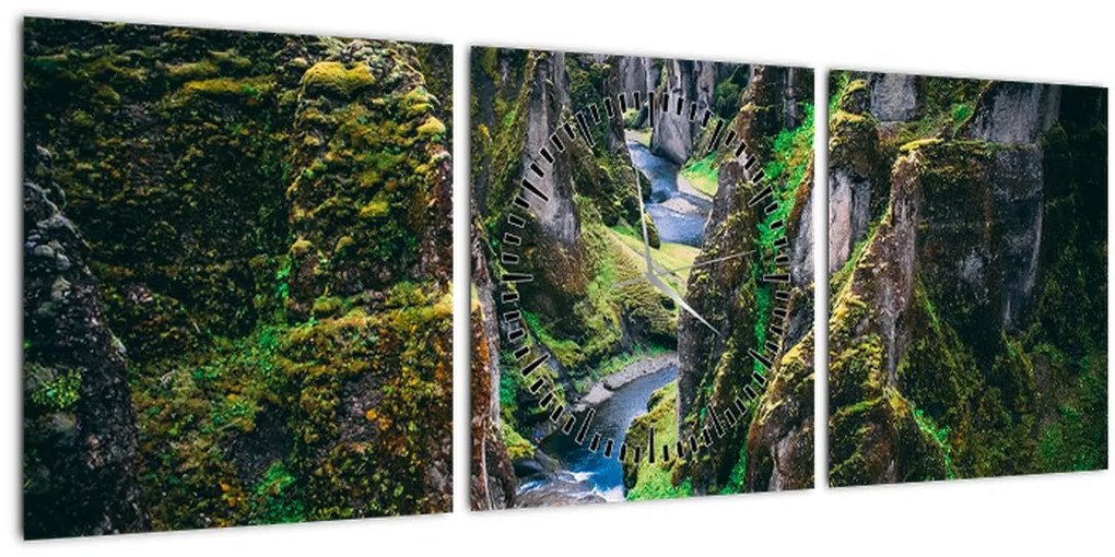 Tablou - Râu într-o vale stâncoasă (cu ceas) (90x30 cm)