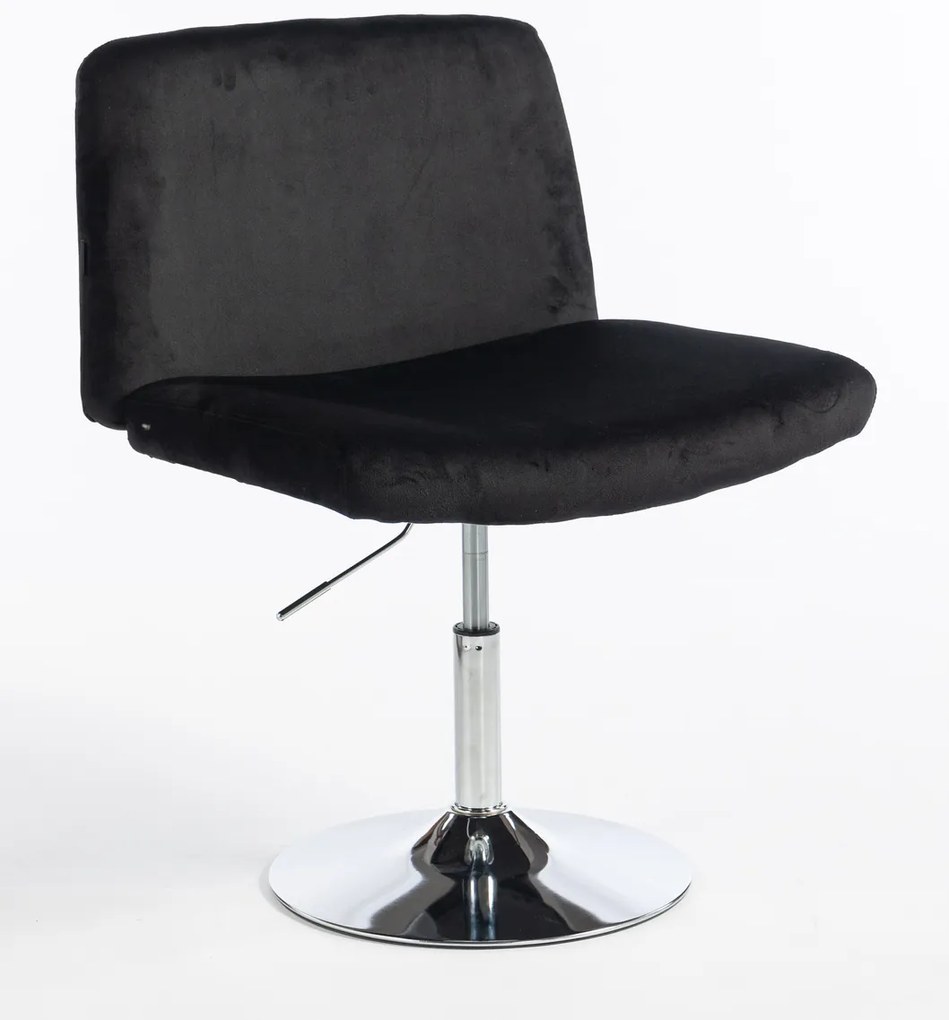 HR150N Scaun Neagră din Catifea cu Bază Cromata