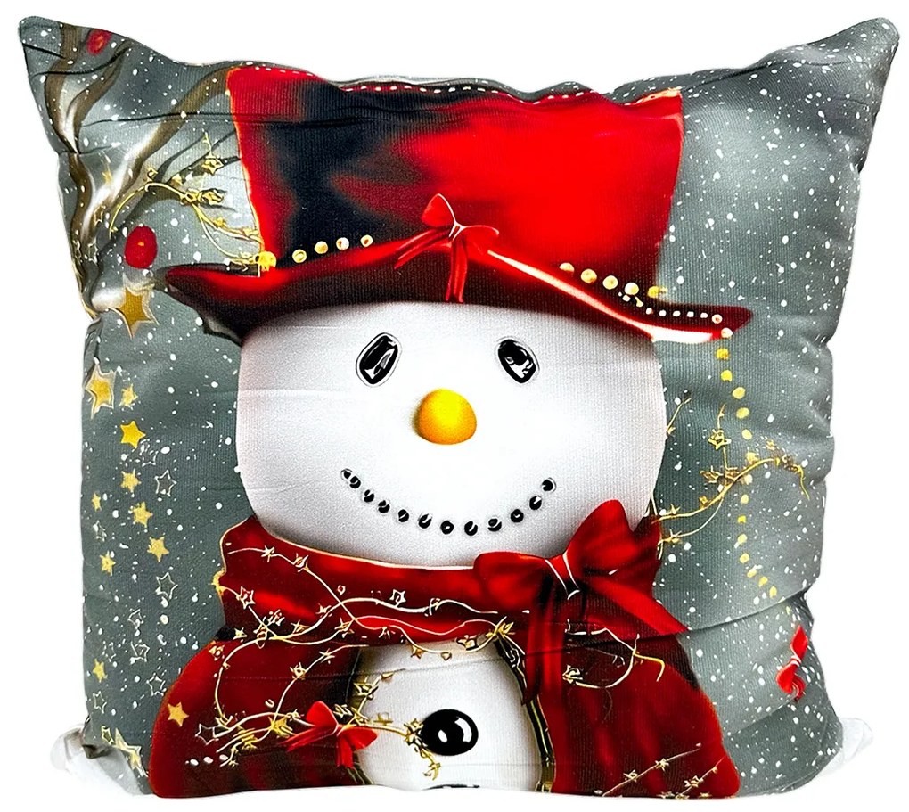 Perna decorativa de Craciun 40x40 cm cu om de zapada PPC04