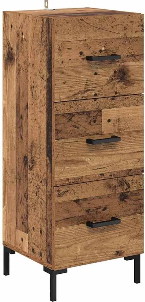 vidaXL Bufet cu sertar Lemn vechi 34,5 x 34 x 90 cm Lemn compozit