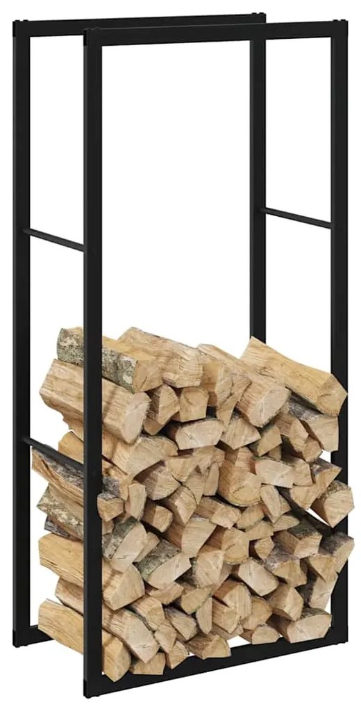 vidaXL Rastel pentru lemne de foc, negru, 55x30x116 cm oțel