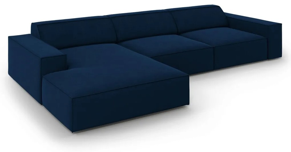 Coltar stanga 4 locuri, Jodie, Micadoni Home, BL, 284x166x70 cm, catifea, albastru regal