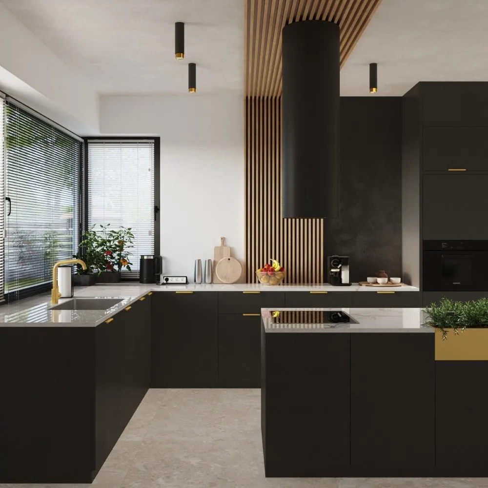 Plafonieră neagră/aurie Crown – Sollux