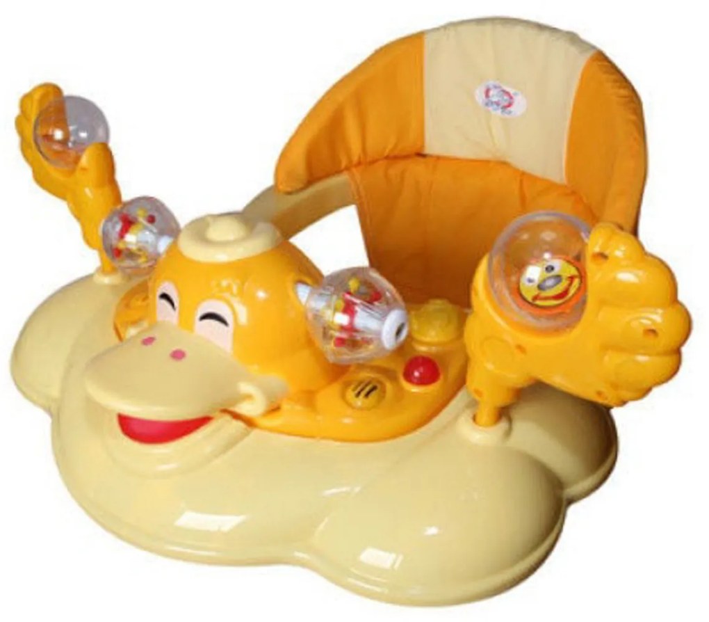 Premergator Reglabil in 3 Trepte NOVOKIDS™ Happy Duck , Ratusca, Pliabil, 8 Roti, Cu Melodii,Galben cu Portocaliu