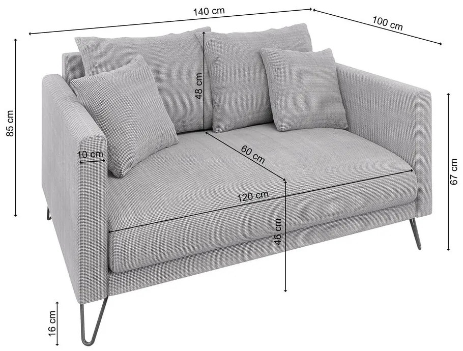 Canapea gri deschis cu tapițerie din chenille 140 cm Freya – Ropez