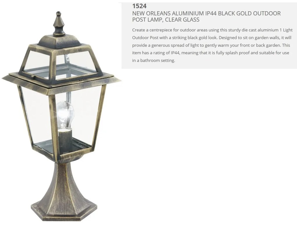 Stalp de iluminat exterior stil traditional IP44 New Orleans 1524 SRT